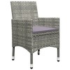 vidaXL 3 Piece Patio Bistro Set Poly Rattan and Tempered Glass Gray - 4 of 4