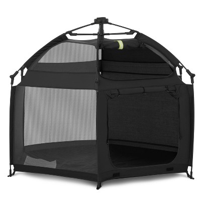 Noir Black Portable Children's Playpen with Canopy Cover