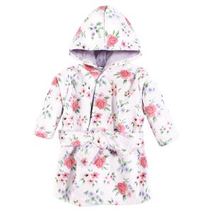 Hudson Baby Infant Girl Mink with Faux Fur Lining Pool and Beach Robe Cover-ups, Vintage Floral - 1 of 2