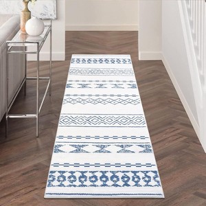 2x8 Hallway Runner Rug, Washable Kitchen Runner, Non-Slip, Geometric Boho Design, Stain-Resistant Moroccan Style Rug for Kitchen and Living Room - 1 of 4