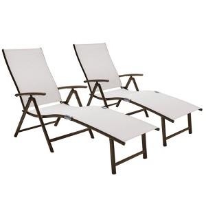 2pc Outdoor Aluminum Adjustable Chaise Lounges - Light Gray - Crestlive Products - 1 of 4