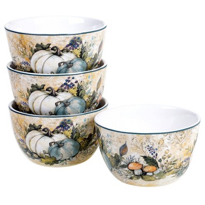 22oz 4pk Earthenware Harvest Gathering Ice Cream Bowls - Certified International