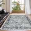 Area Rug Washable Rug Vintage Traditional Distressed Indoor Foldable Thin Retro Accent Floral Print Non Slip Carpet Gray Tone - 3 of 4