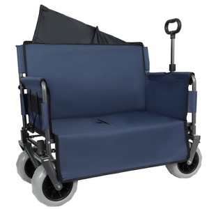 3-in-1 Folding Wagon with Bench Seat – 500lbs Capacity, 9"x4" Beach Tires for Camping & Beach, gray - 1 of 4