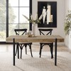 LuxenHome Oak Finish MDF Wood Black Metal Dining Table Brown - 4 of 4