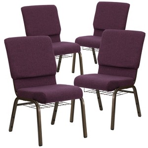 Emma and Oliver 4 Pack 18.5''W Church Chair with Book Rack - 1 of 4