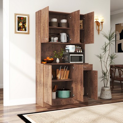 JUJABU 70.87" Tall Wardrobe& Kitchen Cabinet with 6-Doors