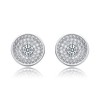 White Gold Plated with Cubic Zirconia Solitaires Multi-Row Concentric Halo Cluster Stud Earrings - 3 of 3