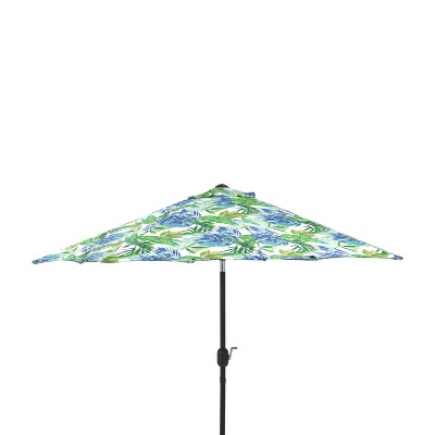 9' Soleil Outdoor Patio Market Umbrella Blue/Green - Pillow Perfect