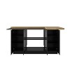 FUFU&GAGA Black Wooden 77.3 in. W Kitchen Island Dining Bar Table With Table Top - 4 of 4