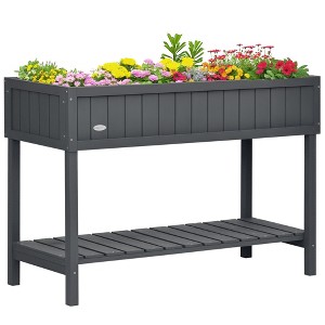 Aghana Digitals Elevated Fir Wood Planter Box with 8 Separate Slots, Bottom Storage Shelf & - 1 of 4
