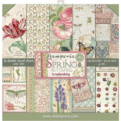 Stamperia Double-Sided Paper Pad 12"X12" 10/Pkg-Spring Botanic, 10 Designs/1 Each