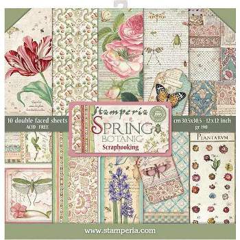 Stamperia Double-Sided Paper Pad 12"X12" 10/Pkg-Spring Botanic, 10 Designs/1 Each