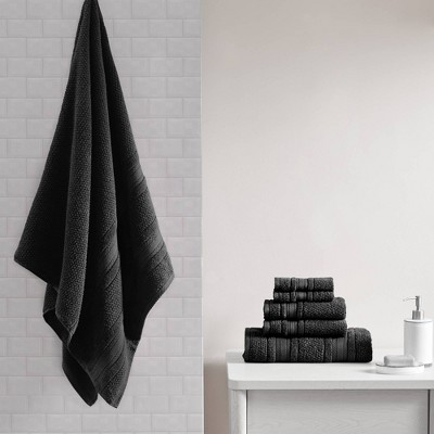 Adrien Black Cotton Quick Dry 6-Piece Towel Set
