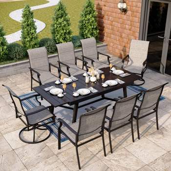 9pc Outdoor Dining Set with Extendable Table & Textilene Chairs - Captiva Designs