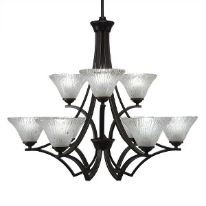 Toltec Lighting Zilo 9 - Light Chandelier in  Dark Granite with 7" Frosted Crystal Shade - 1 of 1