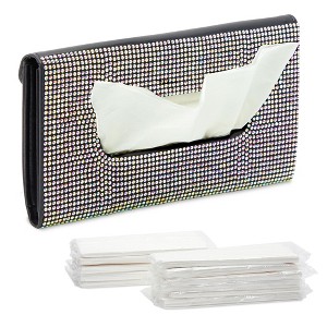 Zodaca Sun Visor Tissue Holder for Car, 12 Bags of Refill Tissues, Black, 24 Sheets Each - 1 of 4