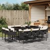 vidaXL 11-Piece Patio Dining Set - Black Poly Rattan with Cushions - Outdoor Garden Furniture - Tempered Glass Top - 2 of 4