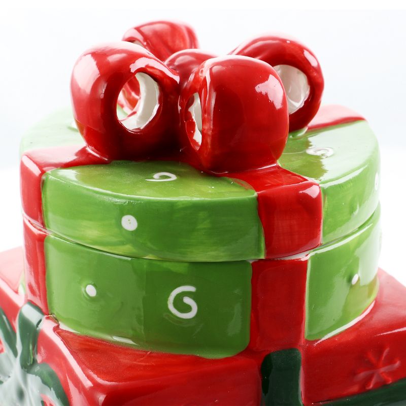 Gibson Home Christmas Estate 7.5 Inch Gift Box Holiday Cookie Jar, 4 of 7