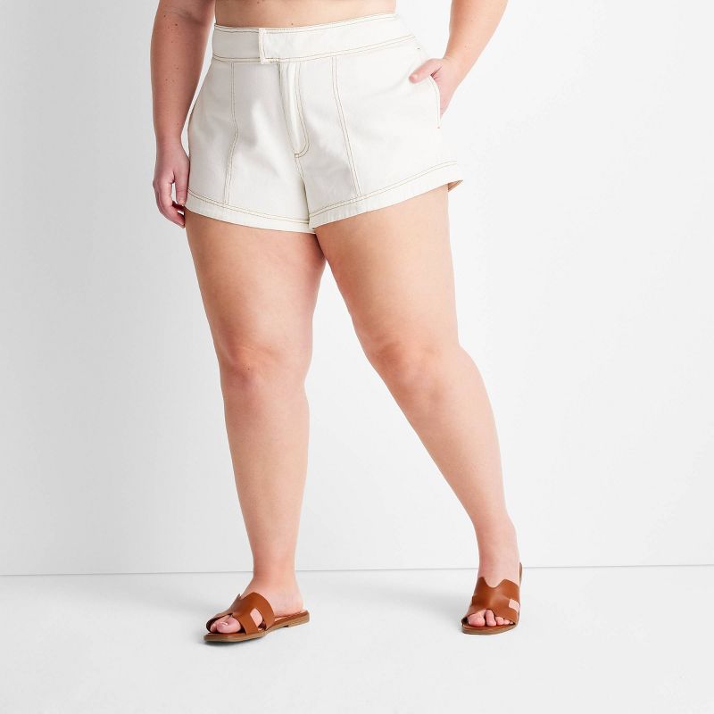 Women's High-Rise Ecru Jean Shorts - Future Collective™ with Jenny K. Lopez Cream, 1 of 4