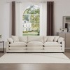3-Seater Corduroy Mid-Century Modern Sofa with 2 Arm Pillows and 3 Throw Pillows for Living Room - 2 of 4