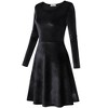 Women's Scoop Neck Wrist Sleeve Length Dress Solid Slim Flowy Swing A-Line Velvet Cocktail Party Dress - 3 of 4