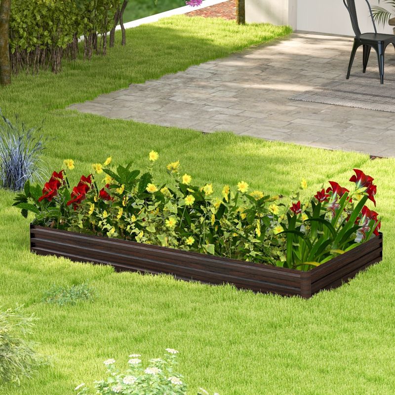 Tangkula Raised Garden Bed 8 x 4 x 1 ft Metal Planter Box with Middle Reinforced Bracket Rectangular Raised Garden Box, 2 of 11