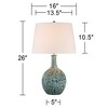 360 Lighting Modern Table Lamp 26" High Teal Glaze Ceramic Gourd White Fabric Drum Shade for Bedroom Living Room House Home Bedside Nightstand Office - 4 of 4
