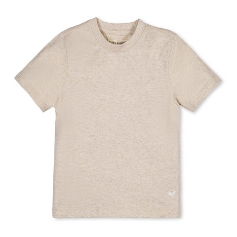 Hope & Henry Boys' Organic Short Sleeve Henley Tee, Oatmeal Heather, Medium