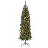 Pre-Lit Slim Christmas Tree, Pencil Christmas Tree with 2 Color Light and Solid Metal Leg, Artificial Xmas Decoration for Home Shop Office - 2 of 4