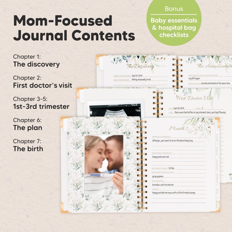 KeaBabies Pregnancy Journal, Pregnancy Announcements, 90 Pages Hard Cover Pregnancy Book For Mom To Be Gift, 4 of 11