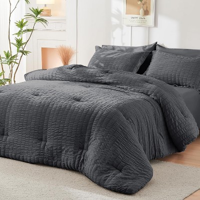 Der Rose BALHAM TRADE-7 Pieces Queen Seersucker All Season Luxury Bed in a Bag for Bedroom Bedding Set Hot Pink-Queen 88"x 88" — фото 8