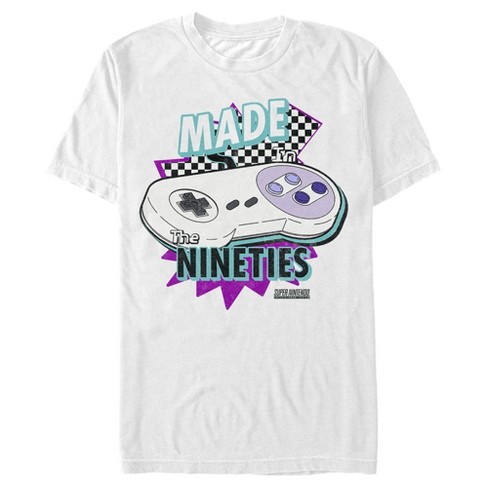 Men's Nintendo Snes Controller Retro 90's T-shirt - White - 3x