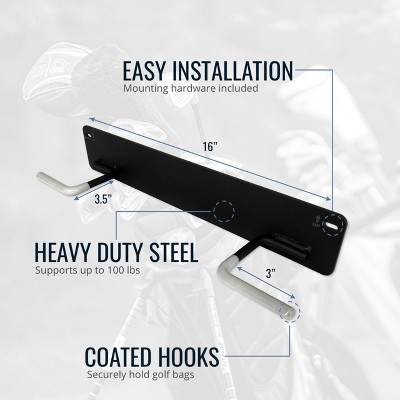 Heavy-Duty Black Steel 2-Bag Golf Storage Rack