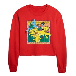 Disney The Lion King Cropped Long Sleeve Crew Neck Sweatshirt - Red - X-Large - 1 of 2