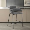 26" Oshen Counter Height Barstool with Faux Leather and Metal Finish Black/Gray - Armen Living - 2 of 4
