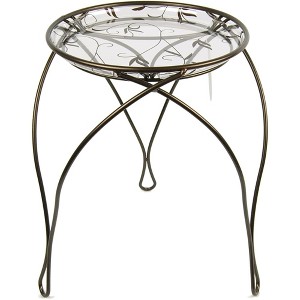 Plastec Elegance Metal Plant Stand with Decorative Plastic Saucer – Indoor or Outdoor Use, Dark Bronze, 17" - 1 of 1