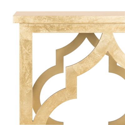 Gold Leaf Latticework Wood Accent Table