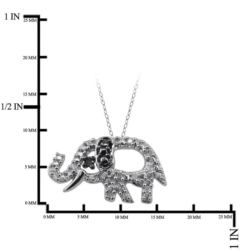 120 CT.T.W. Round-Cut Black and White Diamond Pave Set Elephant Pendant - White (18"), 2 of 3