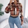 Womens Casual Jackets Flannel Cropped Shacket Fashion Plaid Trendy Crop Boxy Shirt with Pockets Fall Winter Button Down Coats - 3 of 4