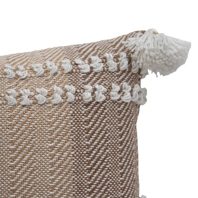 Hand Woven Brown and Beige Polyester Lumbar Pillow