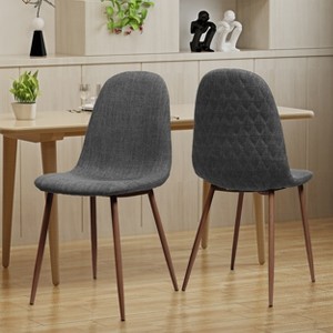 APRILSOUL Mid-Century Dining Chair Fabric Upholstered Chair with Walnut Finished Metal Legs (Set of 2) - 1 of 4
