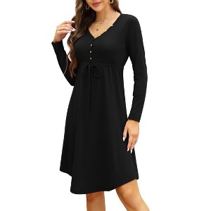 Casual Buttons Irregular O Neck Irregular Dresses