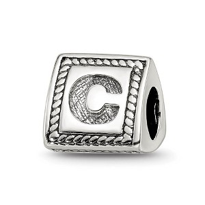 Black Bow Jewelry Triangle Block, Letter C Sterling Silver Bead Charm - 1 of 4