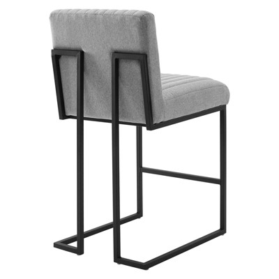 Light Gray Channel Tufted Metal Counter Stool