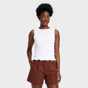 Women's Smocked Tank Top - A New Day™ White M : Target