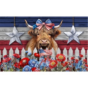 Briarwood Lane Summer Doormat 30x18 Indoor Outdoor Patriotic Highland Cow For Summer Doormat - 1 of 4