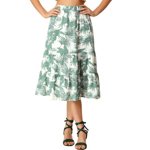 Allegra K Women's Elastic Waist Printed A-line Tiered Summer Skirts ...