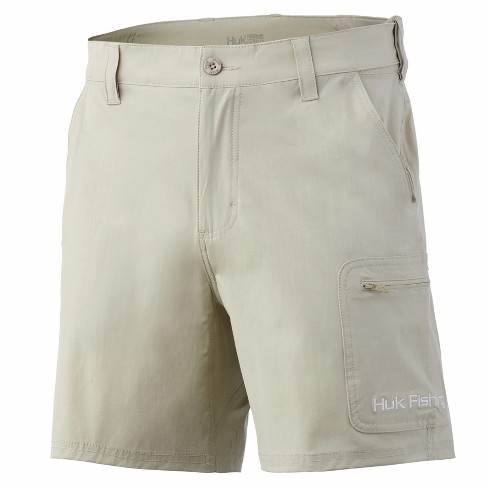 HUK Men's Next Level 7 Quick-Drying Performance Fishing Shorts With UPF  30+ Sun Protection - S - Khaki