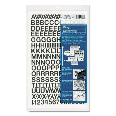 Chartpak Press-On Vinyl Letters & Numbers Self Adhesive Black 1/2"h 201/Pack 01010